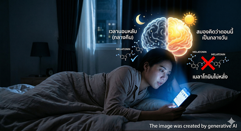 แสงสีฟ้ากด Melatonin ไม่ให้หลั่ง