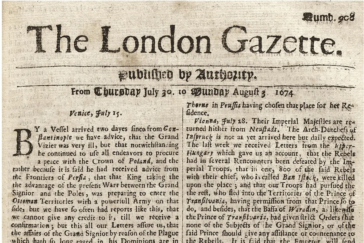 The London Gazette ปี 1665