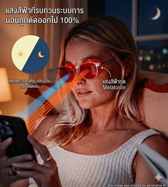 แว่น Max Sleep — เลนส์สีอำพันสำหรับใส่ก่อนนอน by Optical X
